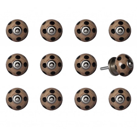 Pipers Pit Brown & Black Ceramic, Metal Knob - 1.5 x 1.5 x 1.5 in., 12PK PI2627260